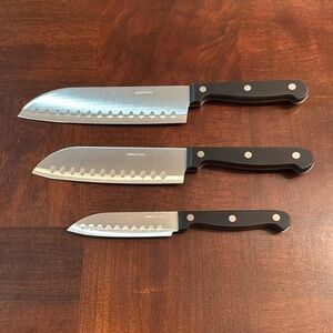 Master Chef 3 Piece Santoku Knife Set Stainless Steel Blades
